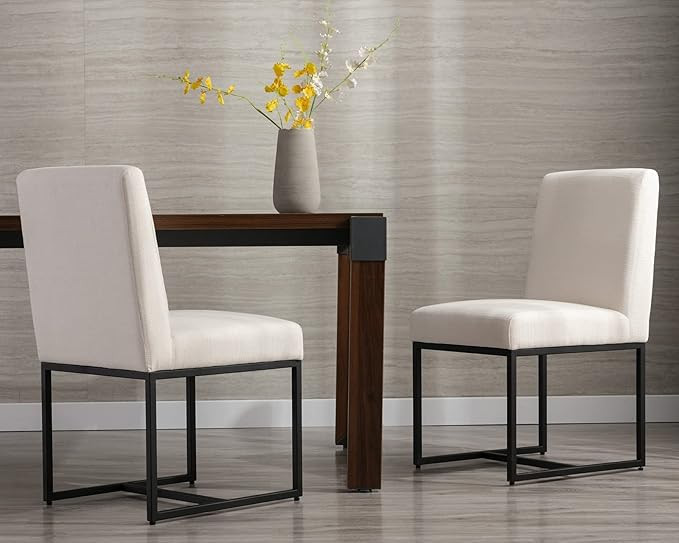 CIMOTA Modern Linen Dining Chair Set of 2, Mid Century Dining Room Chairs Fabric Padded Armless S... | Amazon (US)
