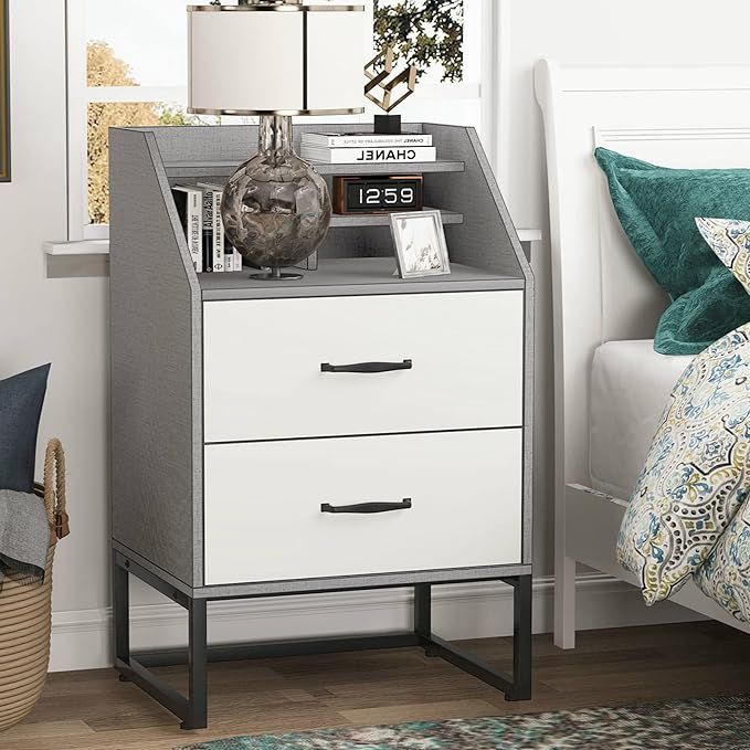 Tribesigns Nightstand Bedside Table with 2 Drawers, Modern End Table Side Table with Storage Shel... | Amazon (US)