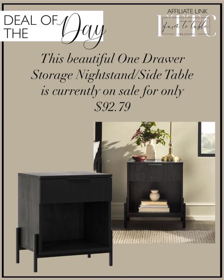 Deal of the Day. Follow @farmtotablecreations on Instagram for more inspiration.

What a great deal on this versatile table that can be used in the bedroom or next to a couch or chair. The black is on sale but comes in two other colors  

Modern Boho Reeded 1 Drawer Storage Nightstand - Saracina Home. Nightstand. Side Table. Target Home. Target Deals  

#LTKSaleAlert #LTKHome #LTKFindsUnder100