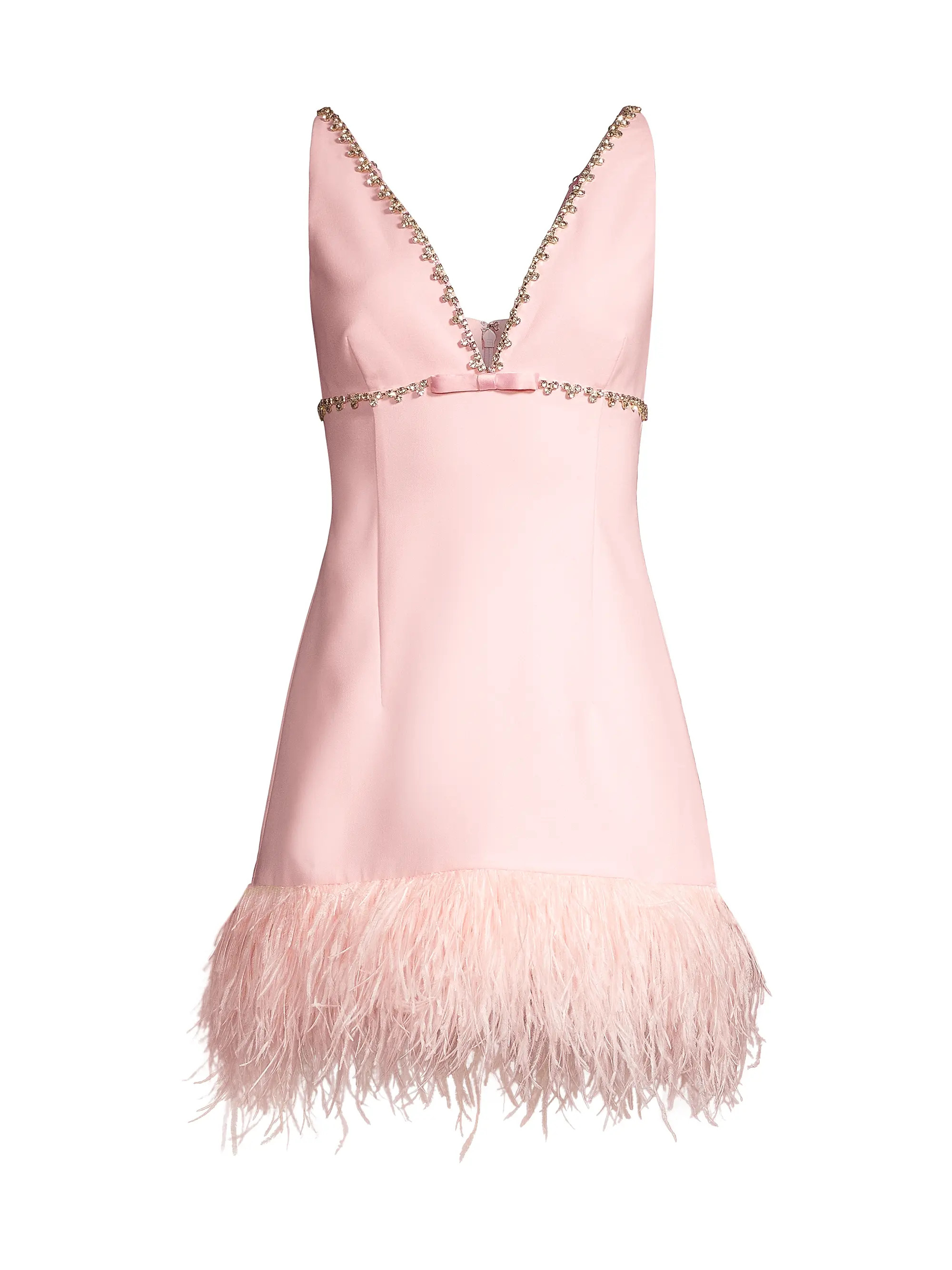 Nora Crystal & Feather-Embellished Minidress | Saks Fifth Avenue
