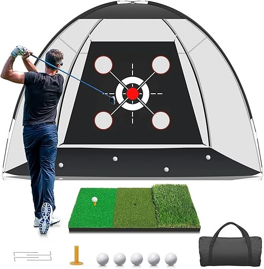 Golf Net with Practice Mat,Golf Hitting Aid Nets 10x7FT for Backyard Driving Chipping Training Sw... | Amazon (US)