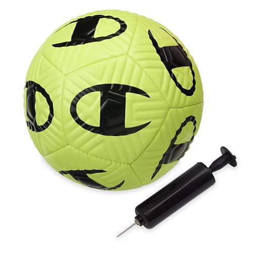 Champion Playmaker Logo Deflated Soccer Ball with Pump, Size 3 Soccer Ball (Evening Primrose/Black), Durable Panels for Kids, Youth & Adults, Indoor/Outdoor Training Ball with Inflation Hand Pump | Amazon (US)