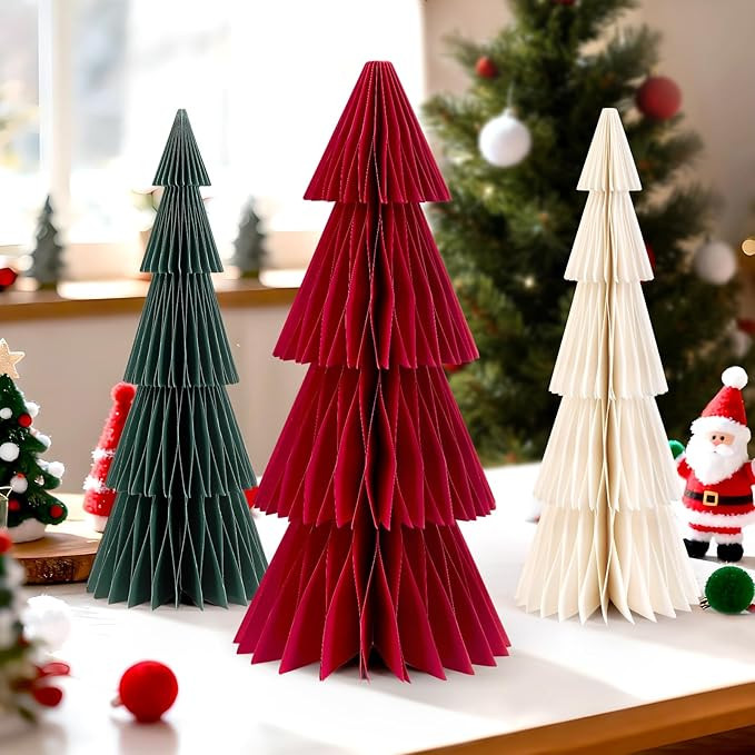 EASY JOY Paper Christmas Trees Neutral Honeycomb Christmas Trees Rustic Christmas Decor for Xmas ... | Amazon (US)