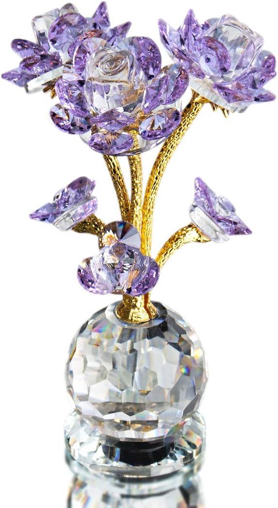 Purple Crystal Rose Flower Glass Figurine Collectible Statue Home Decor Wedding, Mothers Day, Cen... | Amazon (US)