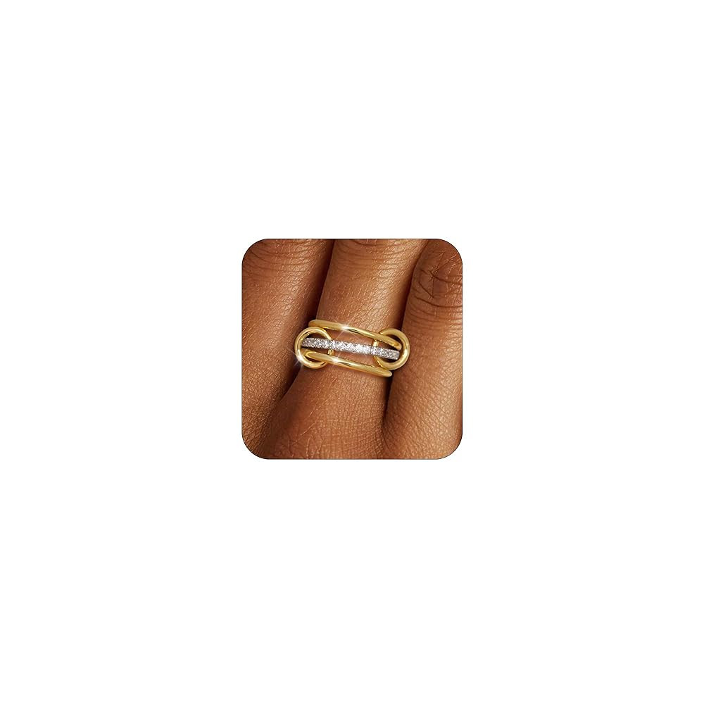 TLY Stackable Rings for Women Non Tarnish 18K Gold Plated Interlocking Ring Stack Set Gold Silver... | Amazon (US)