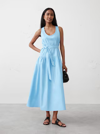 Poplin Corset Waist Midi Dress | Banana Republic Factory