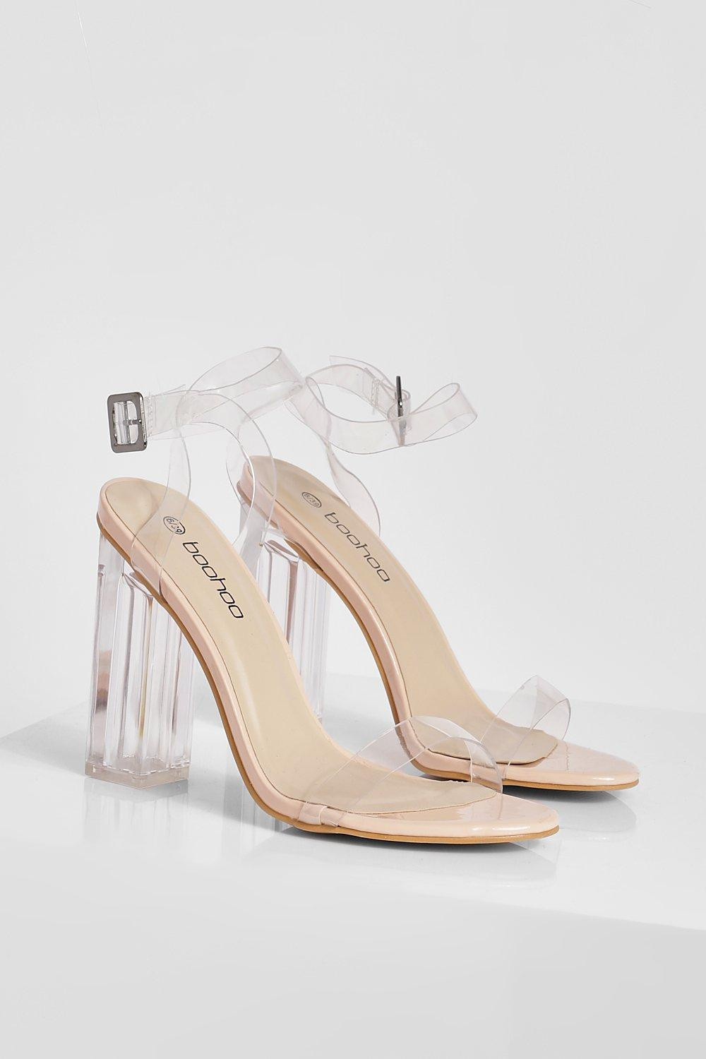 Clear Block Barely There Heels | Boohoo.com (US & CA)