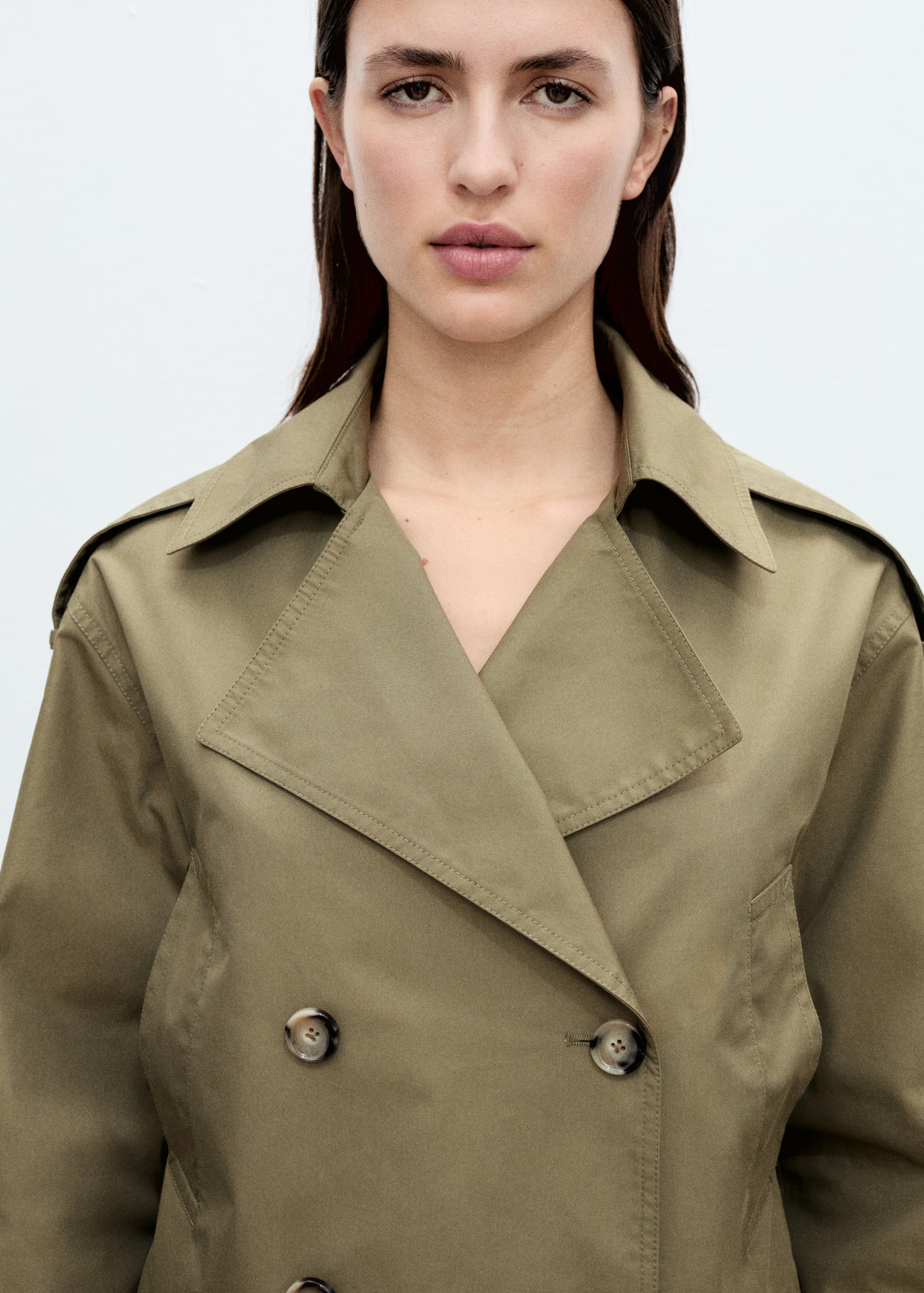 Double-breasted cropped trench coat - Women | MANGO USA | Mango (US/MX/AU)