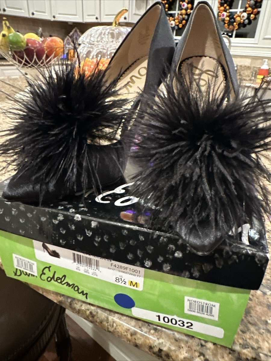 Sam Edelman Womens Haide Feathered Pom Pom Pointed Stiletto Heels Black Size 8.5  | eBay | eBay US