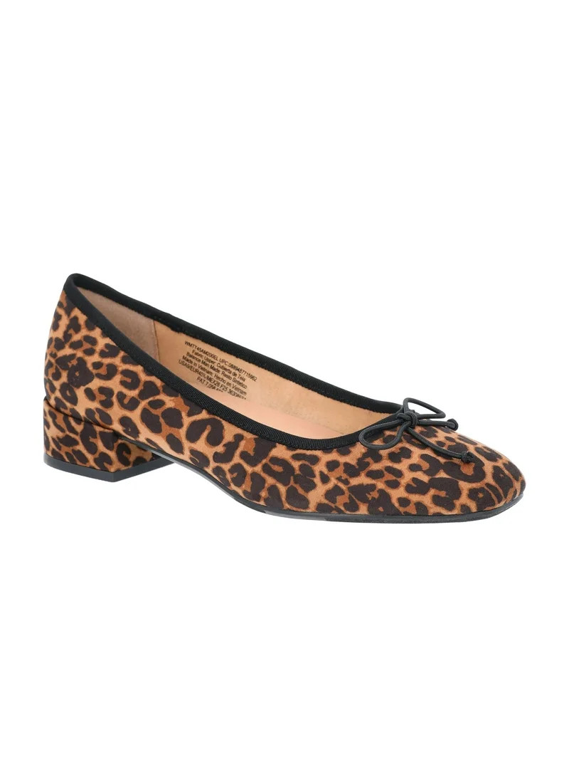 Time and Tru Women's String Bow Block Heel Ballet Shoes, Wide Width Available | Walmart (US)