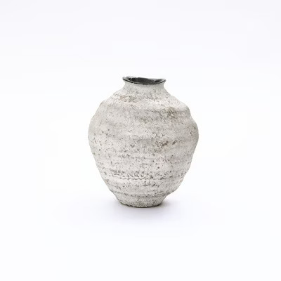 LuxenHome 11.54" Rustic Gray Round Ceramic Vase, Textured Accent for Home Decor Multicolored | Target