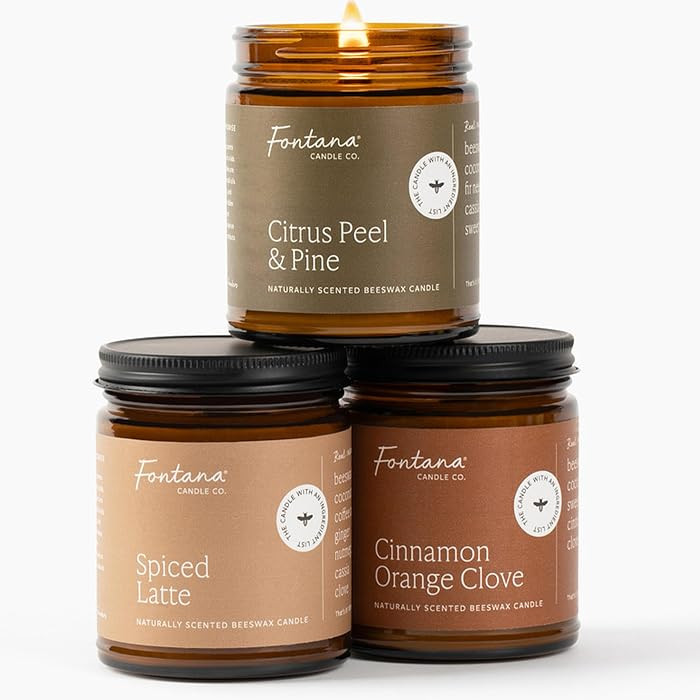 Fontana Candle Co Wood Wick Beeswax Candle, Fall Candle Bundle | Amazon (US)