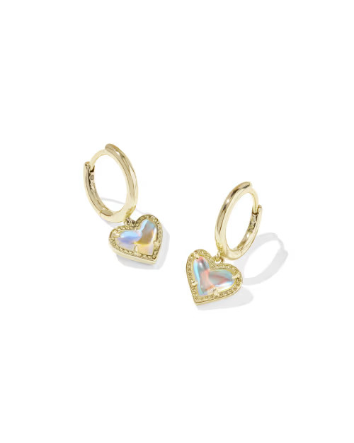 Ari Heart Gold Huggie Earrings in Dichroic Glass | Kendra Scott