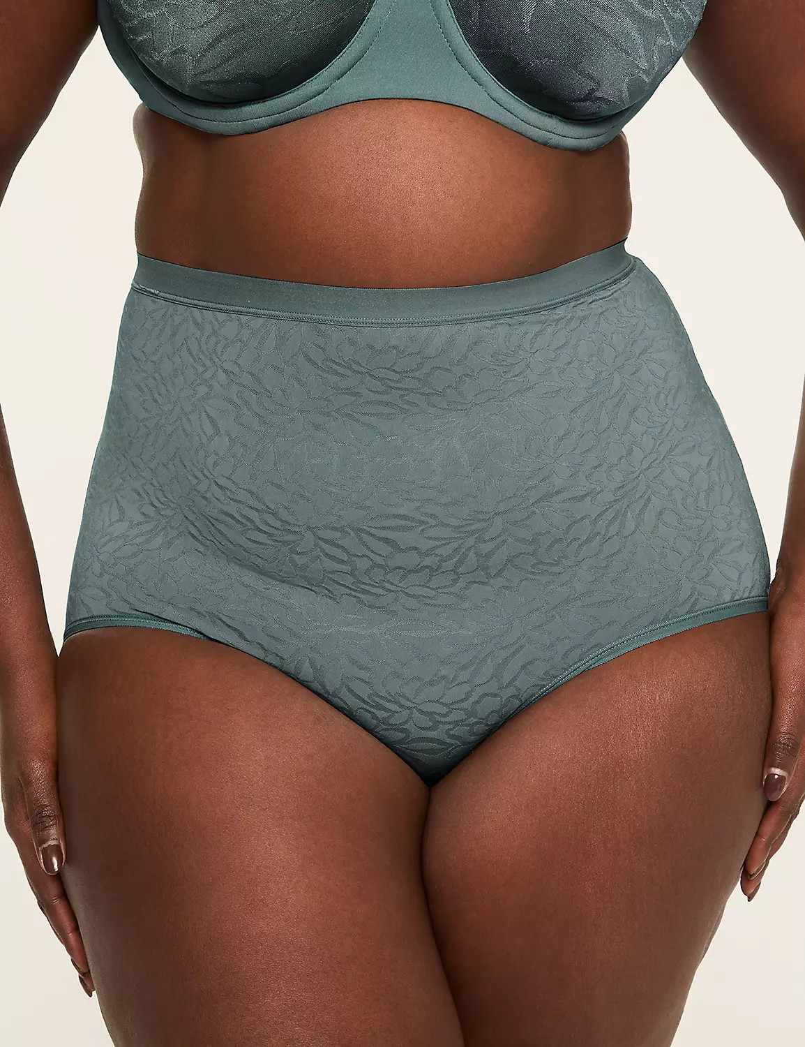 No-Show High-Waist Brief Panty With Textured Lace | Lane Bryant (US)