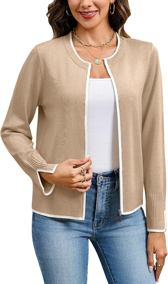 Totatuit Womens Long Sleeve Knitted Zip Up Sweater Lightweight Cardigans Zipper Sweatshirts Jacke... | Amazon (US)