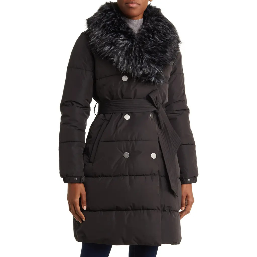 Noize Harriet Faux Fur Collar Puffer Jacket in Black at Nordstrom Rack, Size Small | Nordstrom Rack