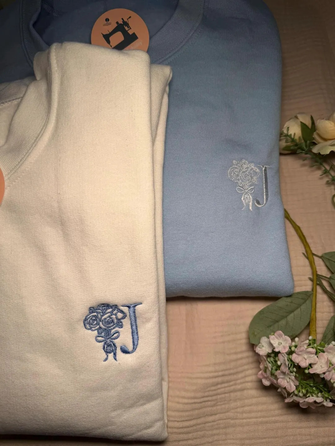 Custom Embroidered Initial Bouquet Sweatshirt - Etsy | Etsy (US)
