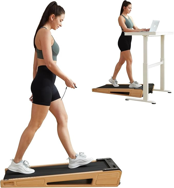 GOYOUTH Walking Pad with 5% Incline, Under Desk Treadmill, Compact Jogging Machine, Wooden Treadm... | Amazon (US)
