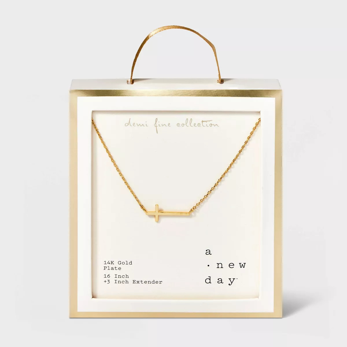 14K Gold Plated Stationed Cross Pendant Necklace - A New Day™ Gold | Target