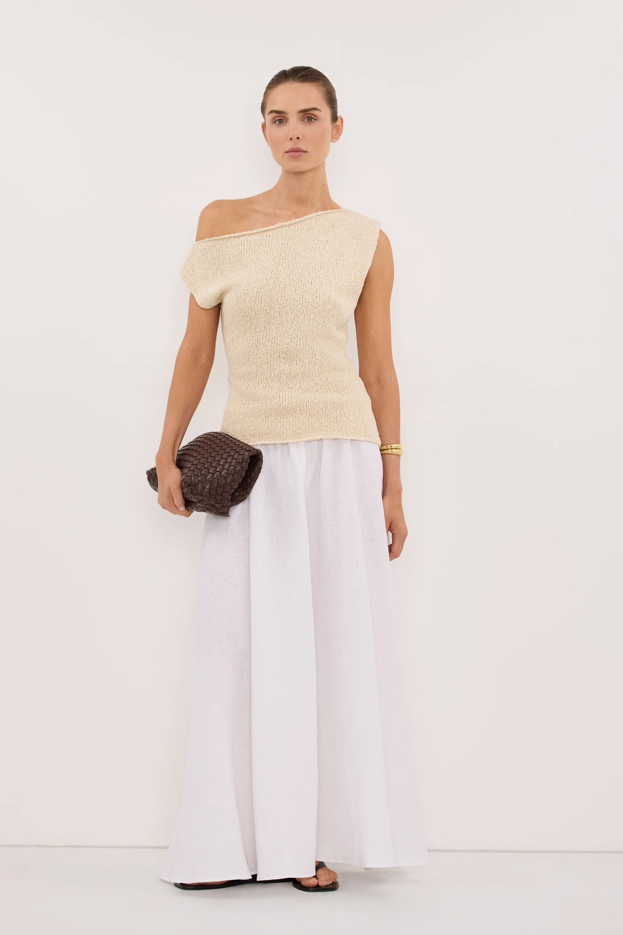 DINA NATURAL COTTON ASYM KNIT TOP | DISSH