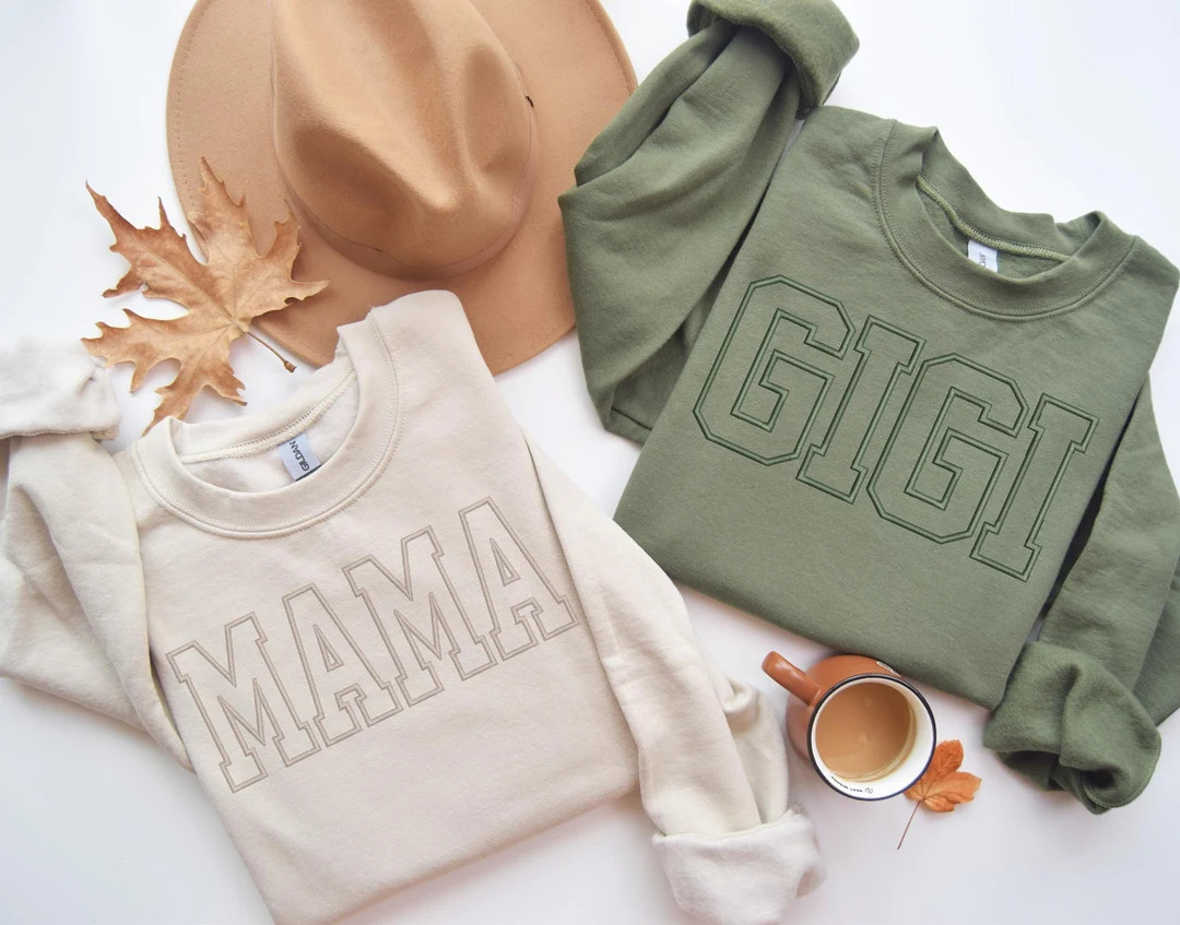 Mama Embroidered Sweatshirt, Grandma Embroidered Sweatshirt, Grandma Gift, Gift for Mom, Mother's... | Etsy (US)