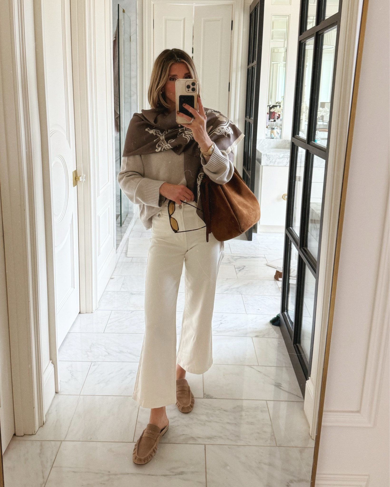 Winter white jean outfit 