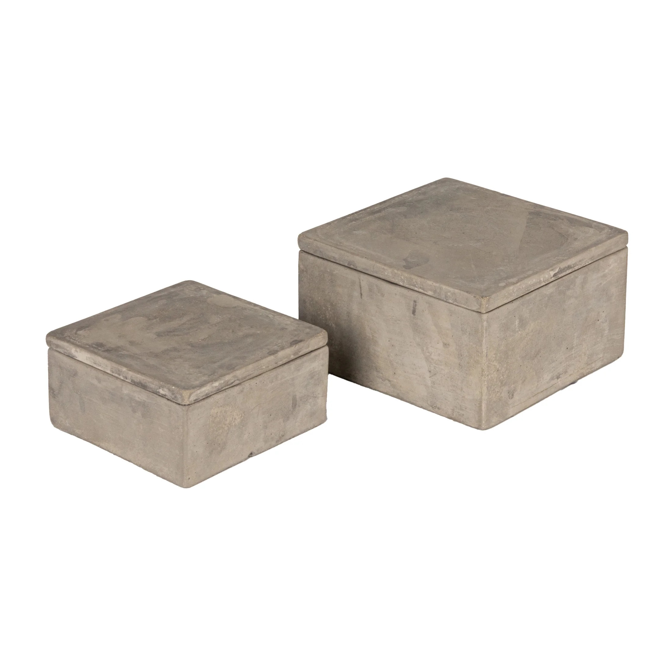 Bloomingville Contemporary Cement Boxes with Lids, Grey, Set of 2 | Walmart (US)