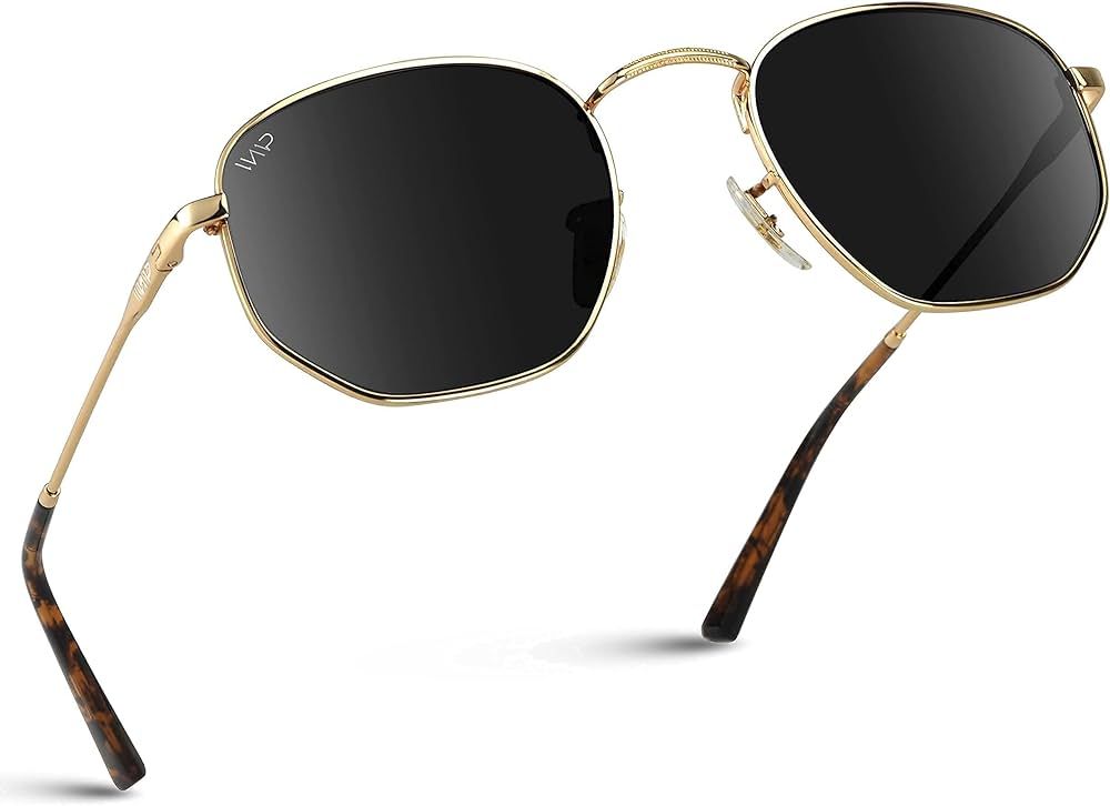 WearMe Pro - Geometric Round Gold Frame Retro Polarized Sunglasses | Amazon (US)