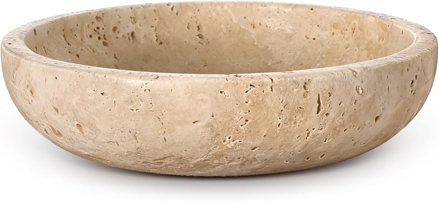 LemonRoad Travertine Decorative Bowl 7.8"x 2" Marble Round Stone Bowl for Entryway Key, Fruit, Ki... | Amazon (US)