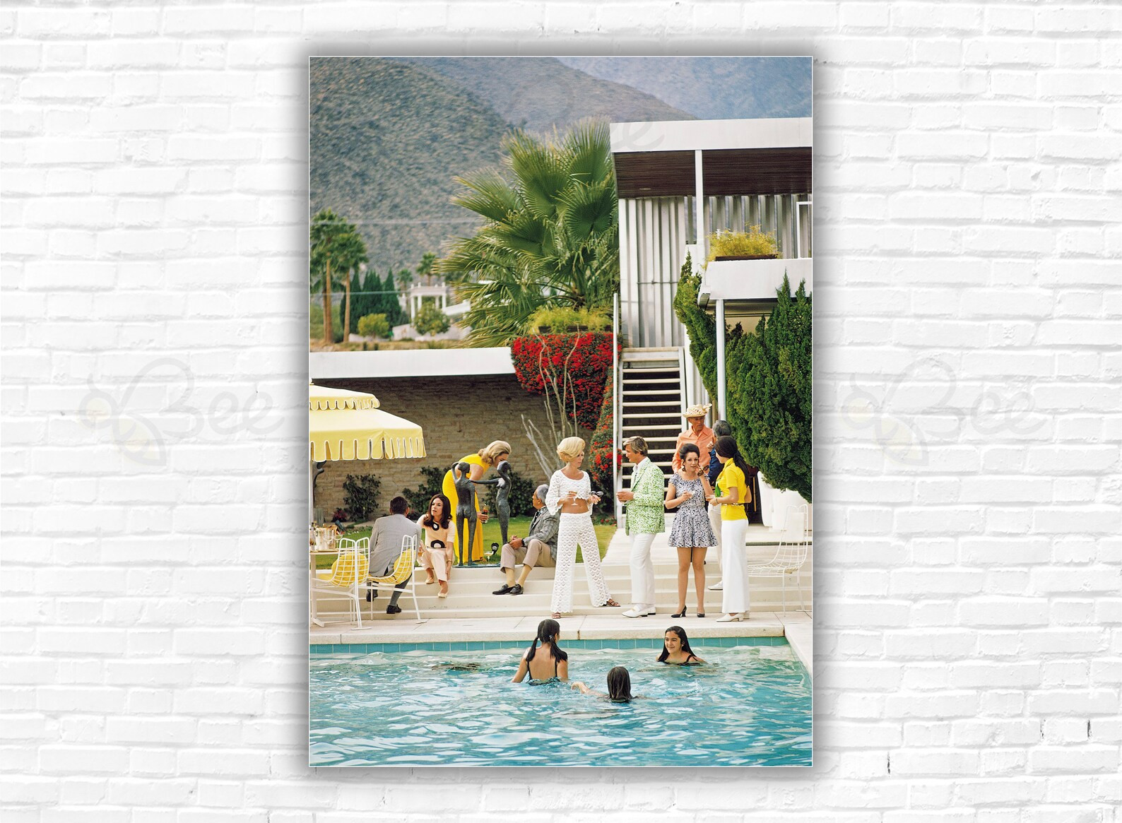 Slim Aarons Party on the Steps Print/poster Guests by Pool at Nelda Linsk's Home, Designed by Ric... | Etsy (US)