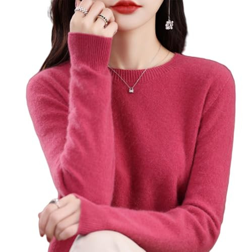 Cashmere Sweater for Women - Crew Neck Long Sleeve Soft Pullover (Raspberry, XXL) | Amazon (US)