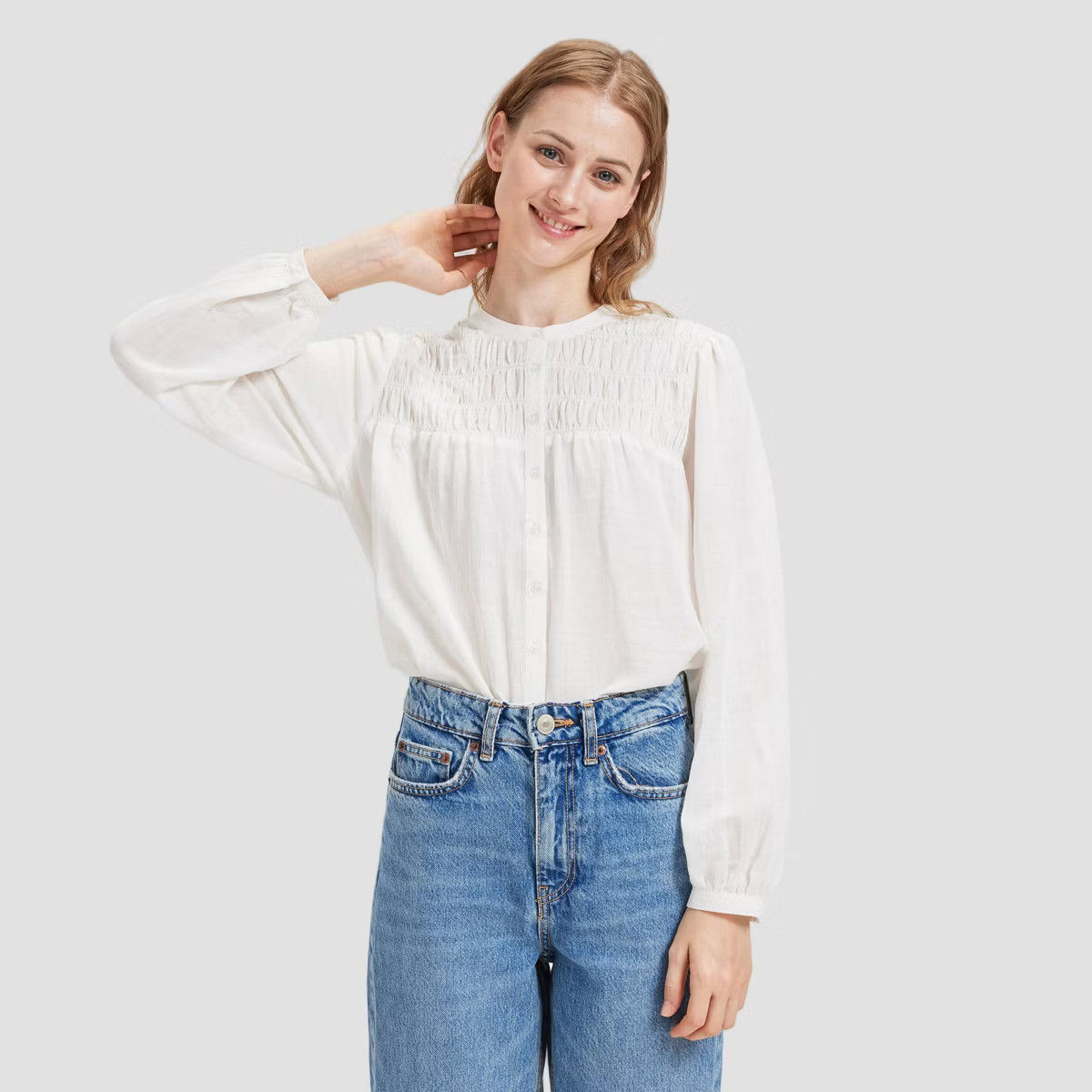 Women's Long Sleeve Button-Down Shirt - Universal Thread™ Ivory | Target