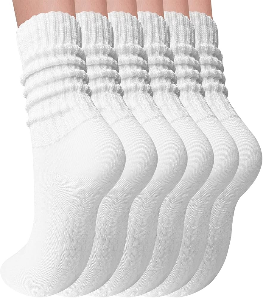 3 Pairs Pilates Socks with Grips for Women Yoga Slouch Grippy Socks for Barre Workout Hospital | Amazon (US)