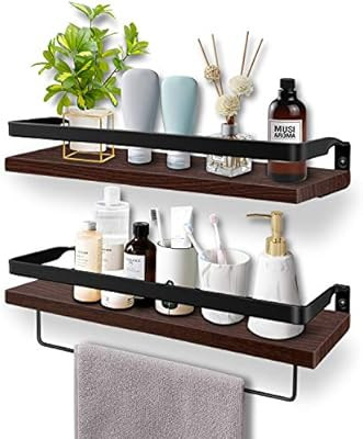 Soraken Floating Shelves, Wall Shelves Wall Mounted Bathroom Shelf, Rustic Wood Wall Storage Shel... | Amazon (US)