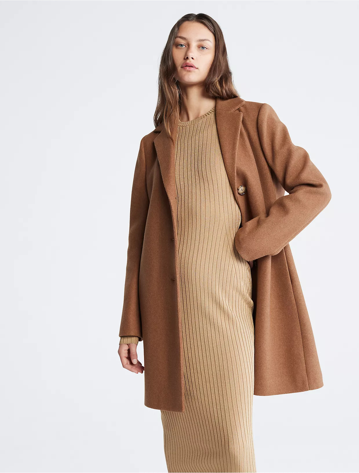 Notch Collar Single Breasted Overcoat | Calvin Klein | Calvin Klein (US)