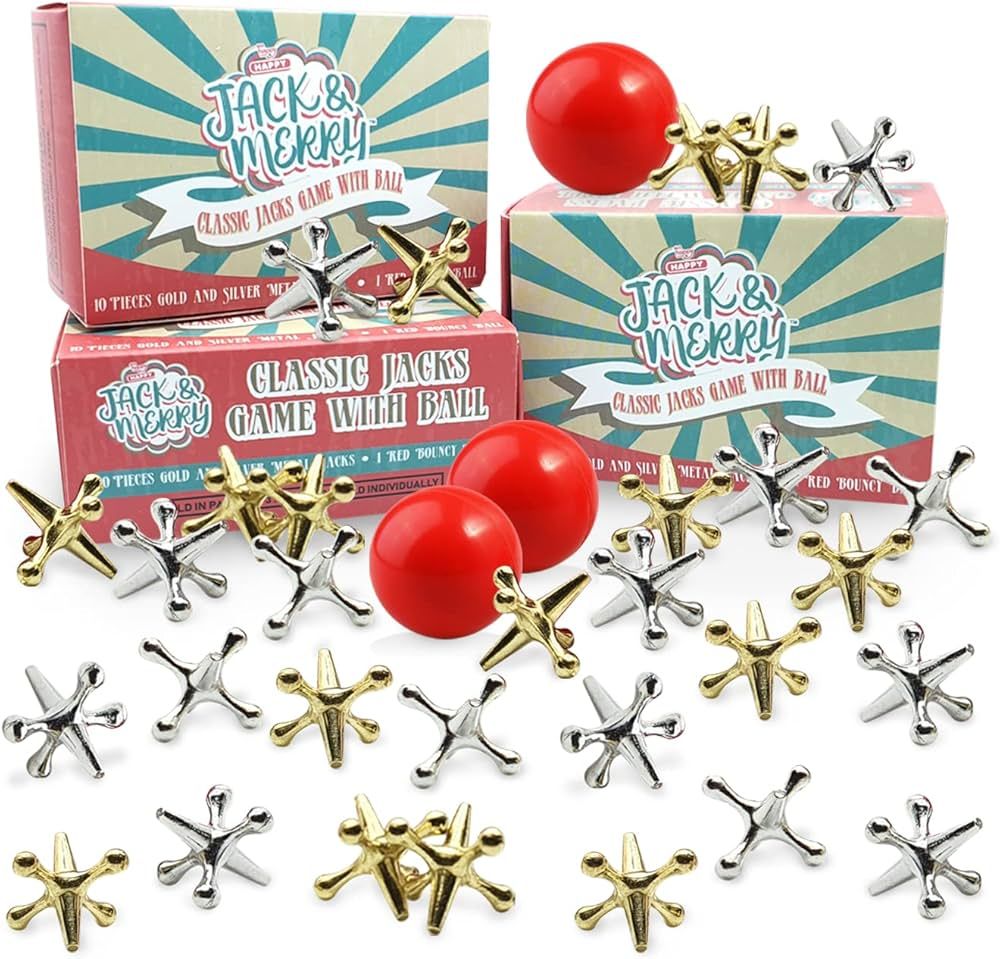 Vintage Metal Jacks Game with Ball - 3 Sets of Jax Game per Order, Retro Toys for Birthday Party,... | Amazon (US)