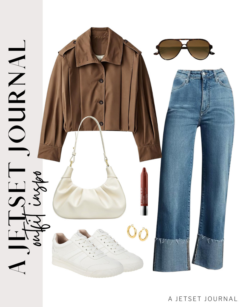 If you are wearing these KUNMI jeans and a brown cropped pleated jacket, these Naturalizer lace-up sneakers are perfect! You can style this fit with a KKXIU shoulder bag and SOJOS polarized aviator sunnies. 

 #LTKSeasonal #LTKSaleAlert #LTKTravel