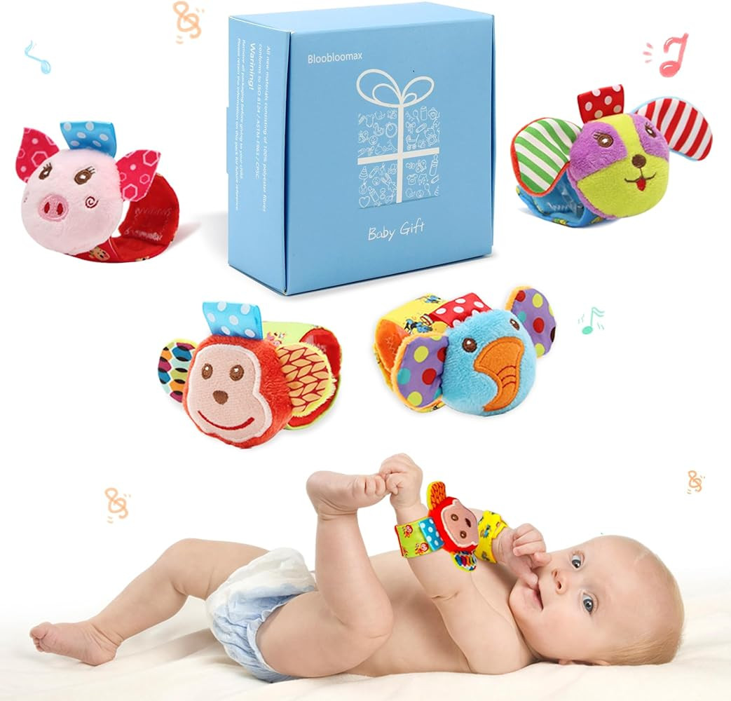 BLOOBLOOMAX Sock rattles for Babies 0-24 Months Baby Animal Foot Finder Educational Toys | Amazon (US)