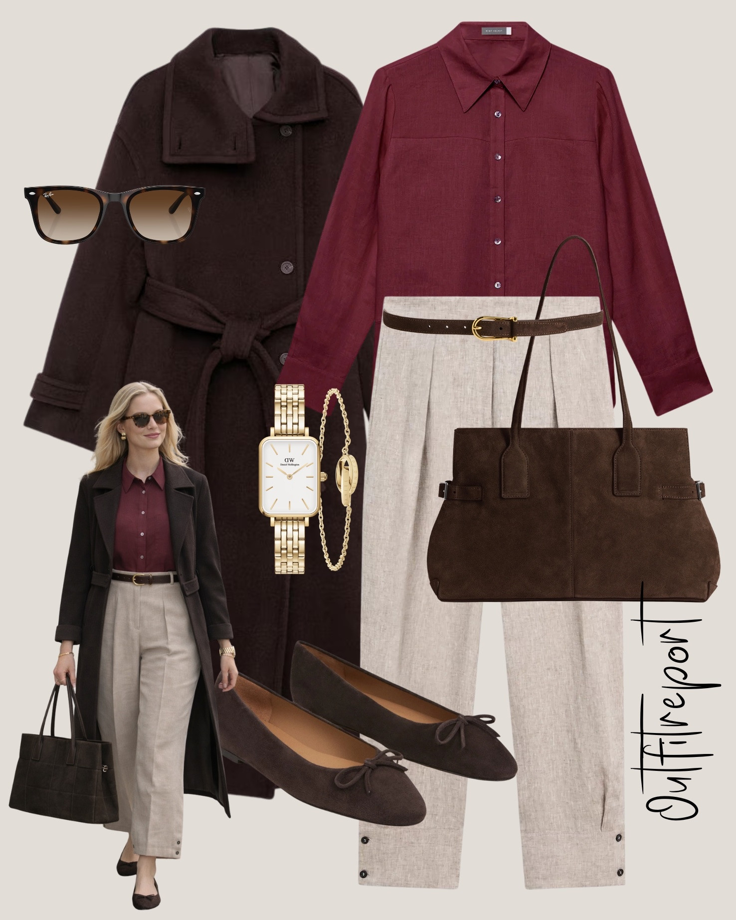 Office work outfit trousers red shirt brown coat 

#LTKworkwear #LTKspring #LTKbag