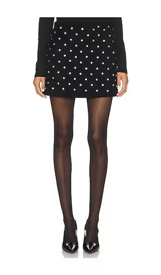 Demi Diamante Suede Skirt in Black & Crystal Embellishments | Revolve Clothing (Global)