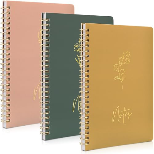 ZICOTO Aesthetic Spiral Notebook Set of 3 - Cute 8x6 College Ruled Journals with Pockets - Perfect for Women to Stay Organized at Work or School | Amazon (US)