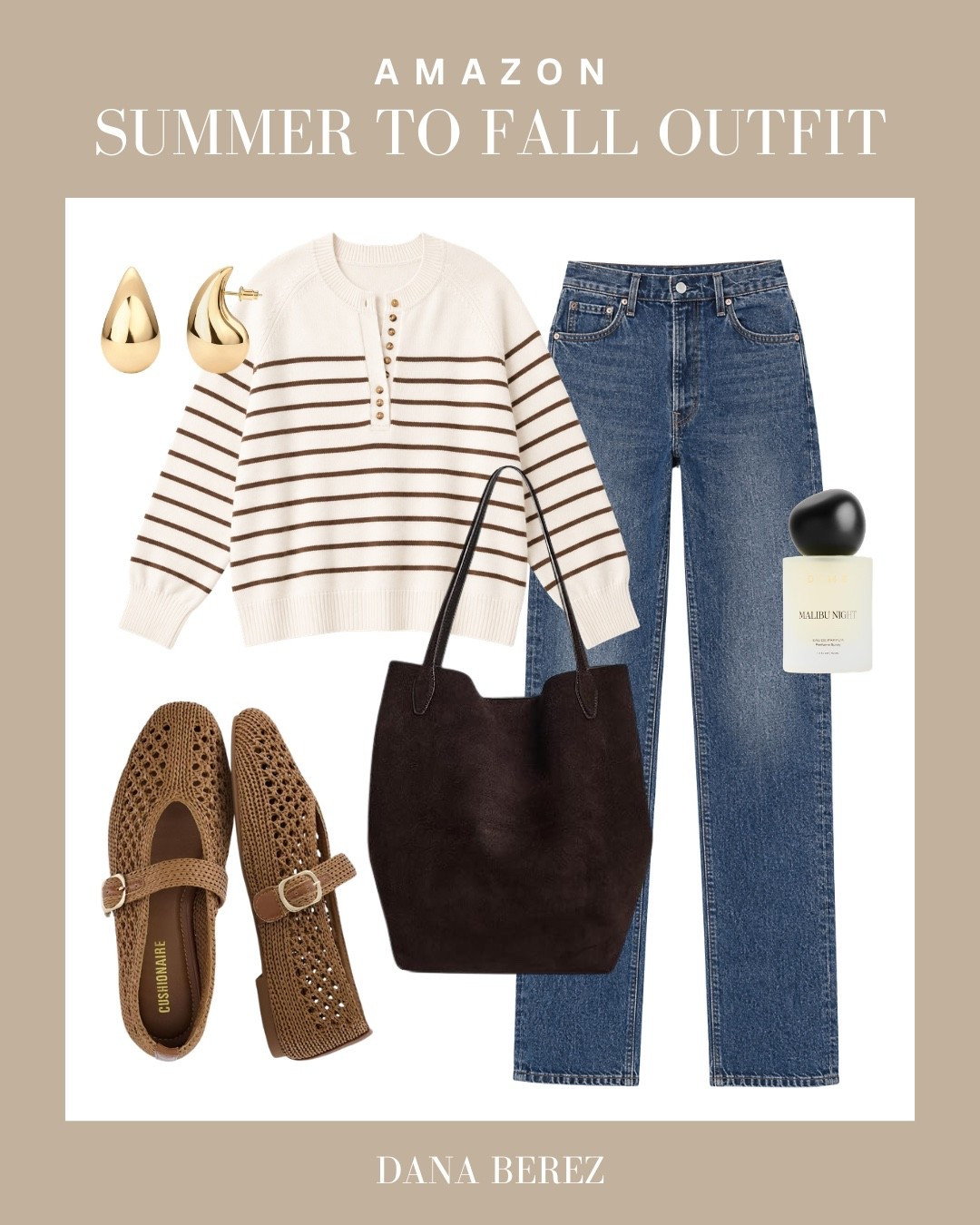 The perfect summer-to-fall outfit 🍂 This striped sweater, straight-leg jeans, woven Mary Jane flats, and rich brown suede tote create an effortless look you’ll wear on repeat. Classic, cozy, and elevated with timeless accessories for everyday style.

summer to fall outfit, Amazon fashion, striped sweater, fall outfit, straight leg jeans, woven flats, Mary Jane shoes, suede tote bag, neutral outfit, effortless style, casual chic, transitional fashion, everyday outfit, fall fashion, Amazon finds, capsule wardrobe, classic style, cozy outfit, gold jewelry, neutral aesthetic

#LTKSeasonal #LTKootd #LTKMidsize