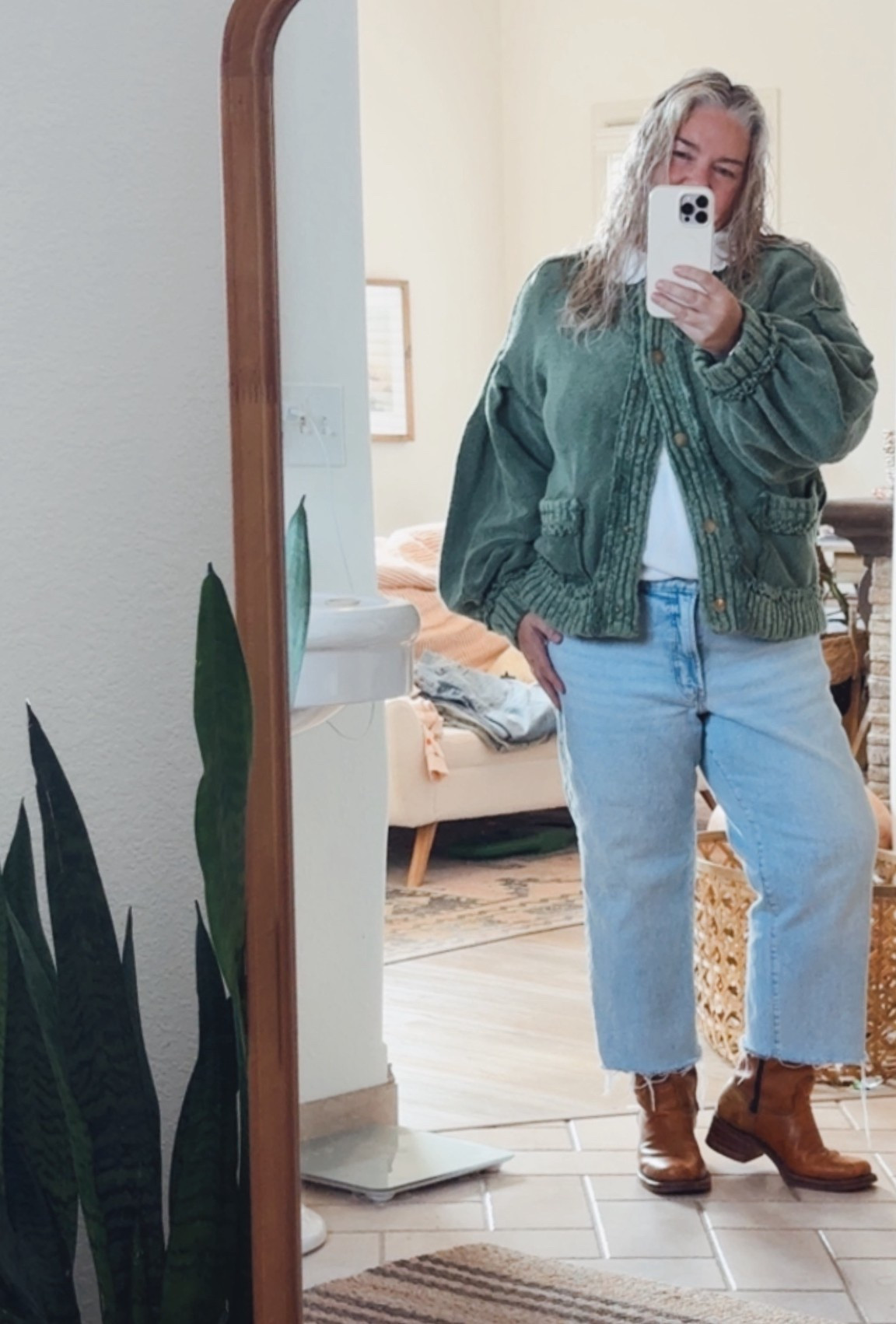 Such a fun look for cold weather days!! FYII cropped the jeans myself! #winteroutfit #cardigan

#LTKOver40 #LTKootd #LTKMidsize