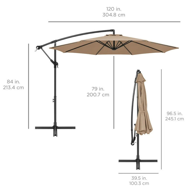 Best Choice Products 10ft Offset Hanging Outdoor Market Patio Umbrella w/ Easy Tilt Adjustment - ... | Walmart (US)