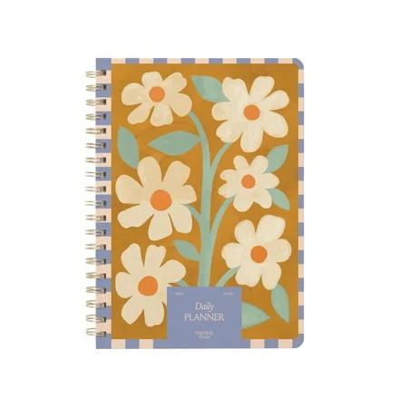 Papier To Go, Undated Daily Productivity Planner, Spiral, Hardcover, B5 Size - 7.1"" x 10"" inches, Painted Floral Print - In Bloom, Mustard | Walmart (US)