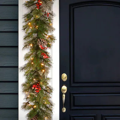 National Tree Company Indoor Pre-lit Electrical outlet 9.0-ft Winterberry Artificial Garland with... | Lowe's