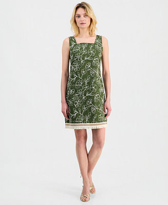 Women's Embroidered Cotton Fringe-Hem Dress | Macy's