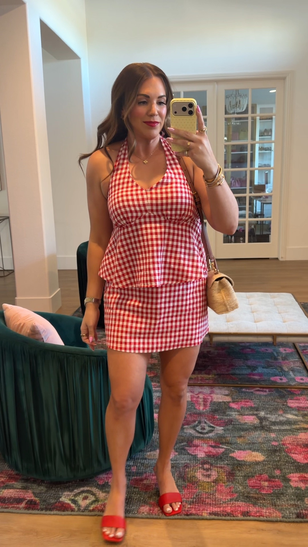 curvy midsize red gingham set for summer! wearing size large in halter top and size medium in skort ❤️

#LTKSeasonal #LTKMidsize