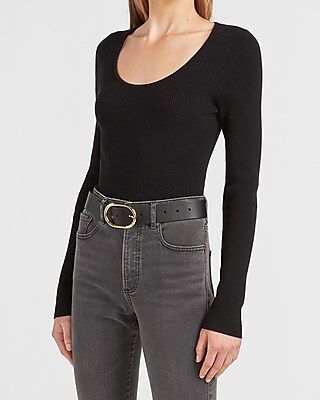 Fitted Ribbed Scoop Neck Sweater | Express