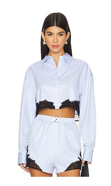 fleur du mal Cropped Button Down in Ice Blue from Revolve.com | Revolve Clothing (Global)